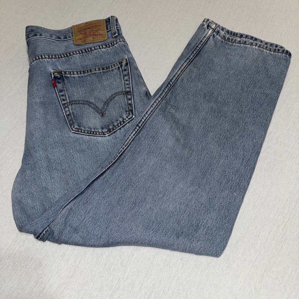 Vintage Levis 550 Relaxed Straight Jeans Mens 36x30 Blue Light Wash Denim EUC